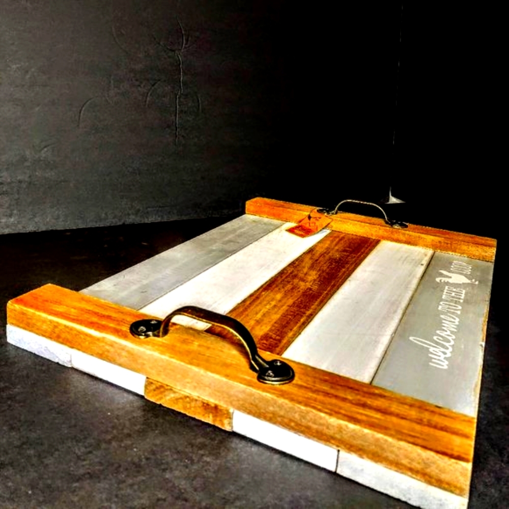 Rustic Living Chicken Themed Wood Serving Tray 🐓